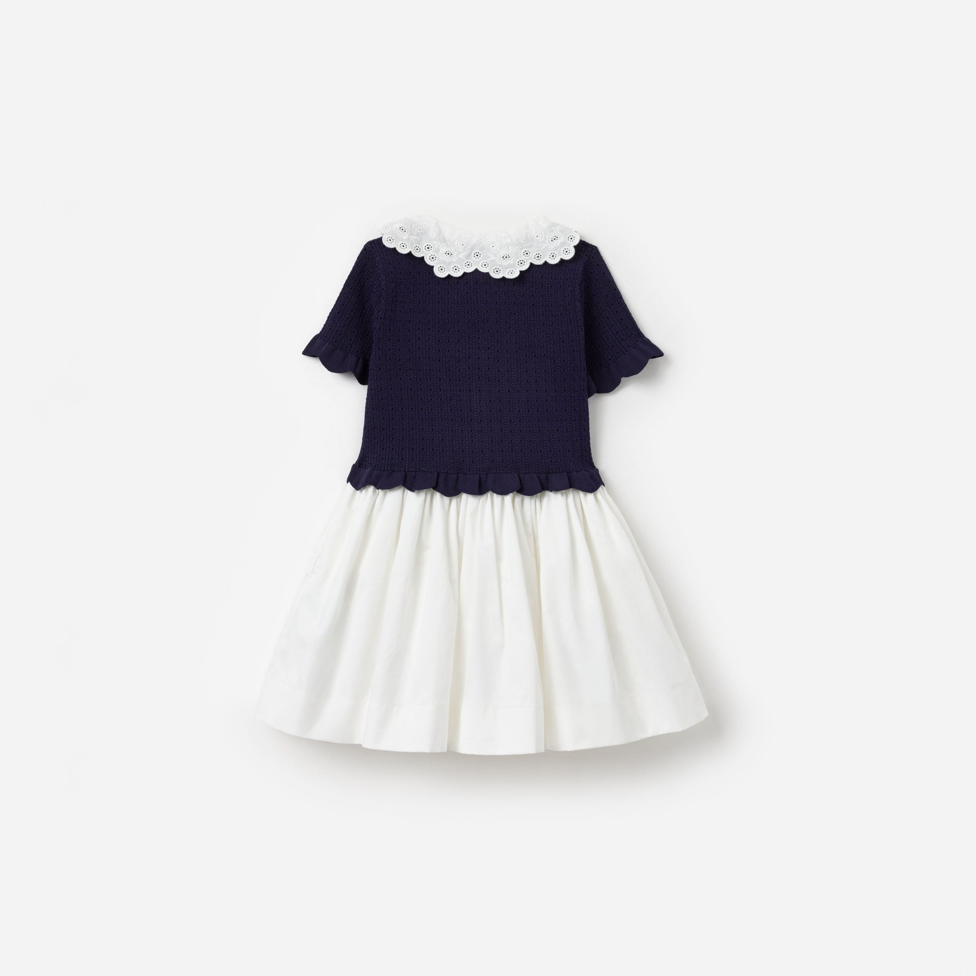 Navy Knit Pleated Dress