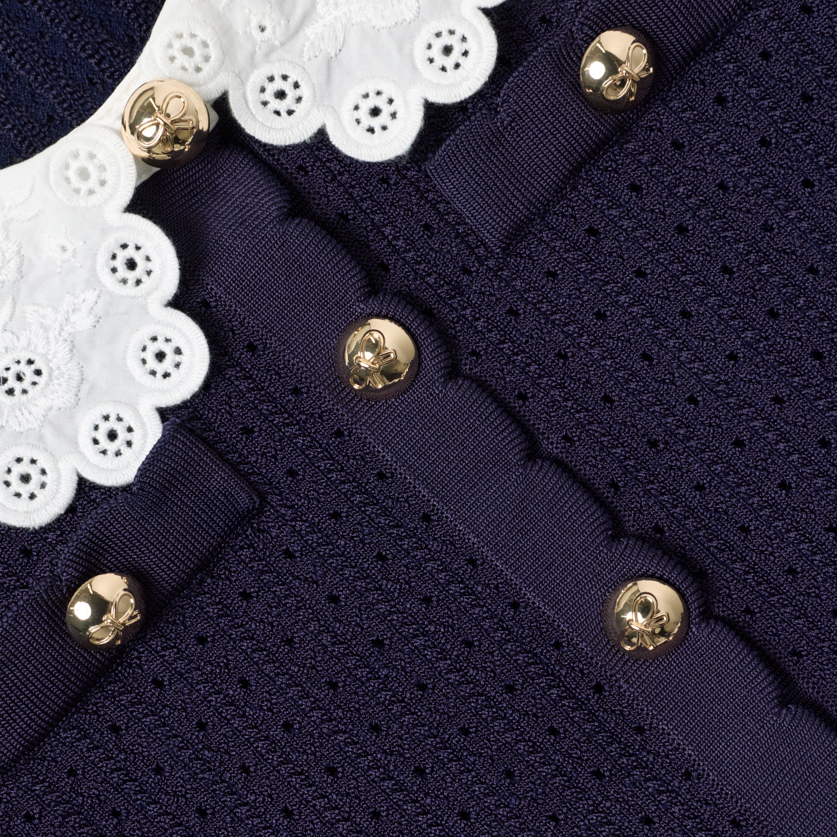 Navy Knit Pleated Dress – self-portrait-US