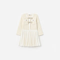 Cream Sequin Knit Bow Trim Dress