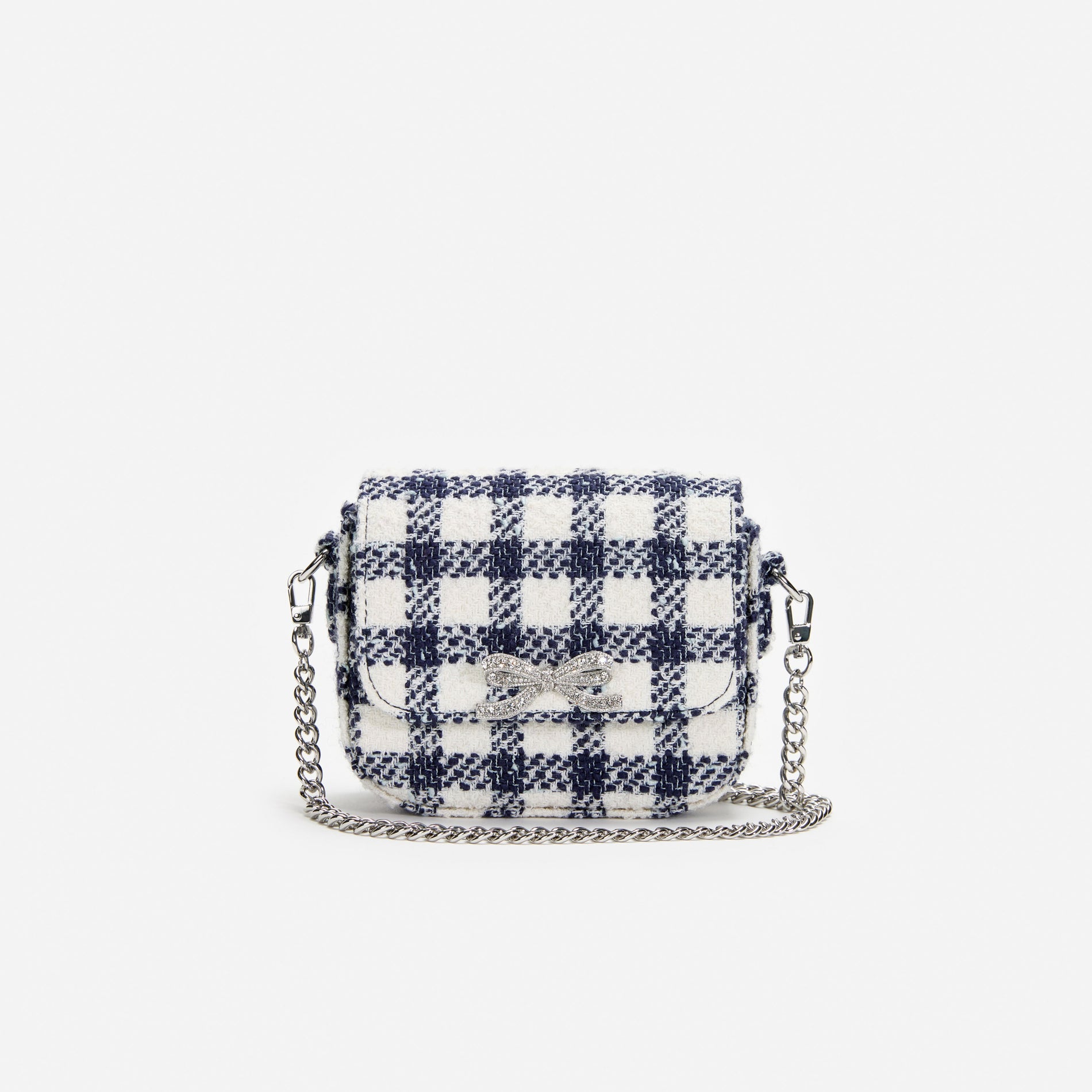 Navy Check Boucle Bag