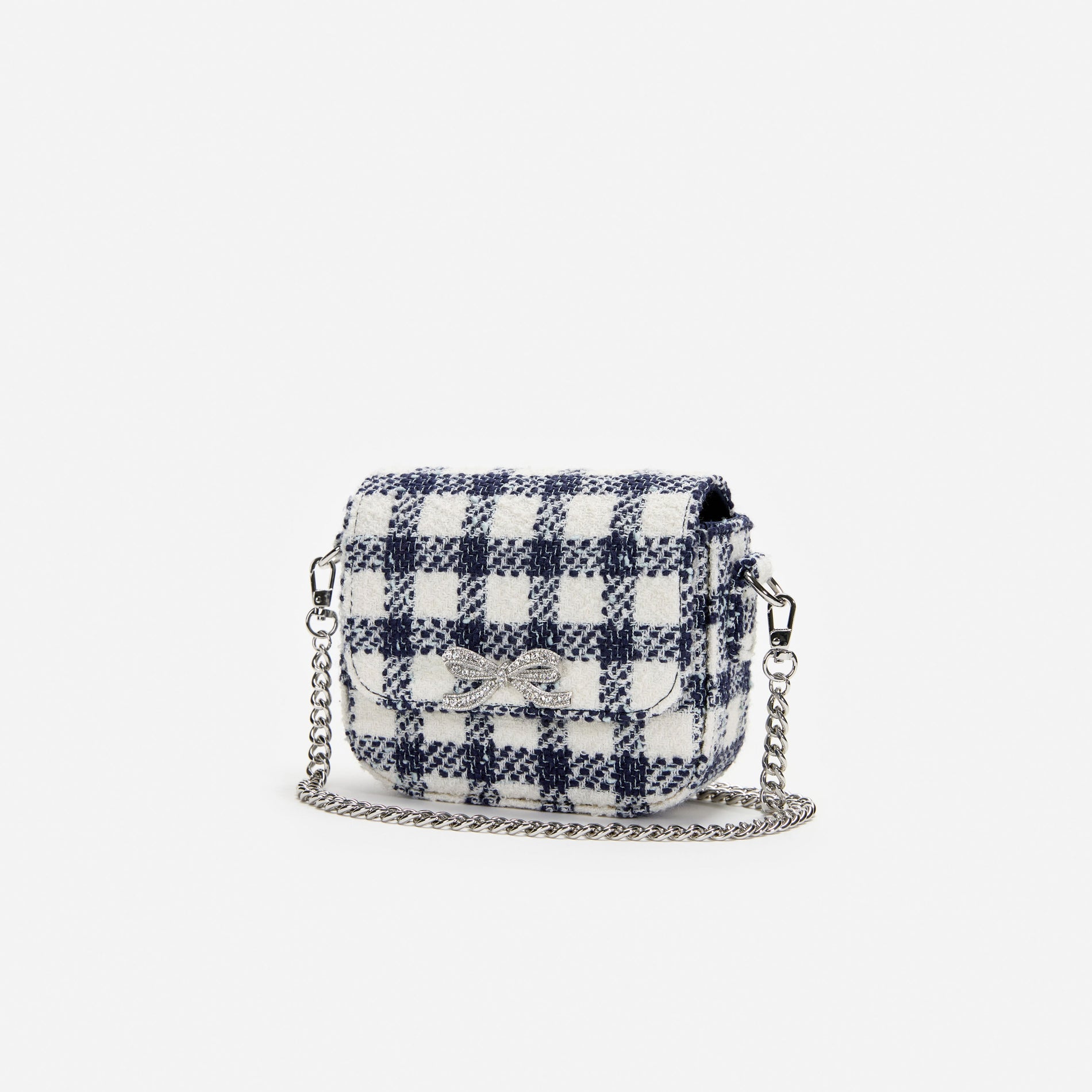 Navy Check Boucle Bag