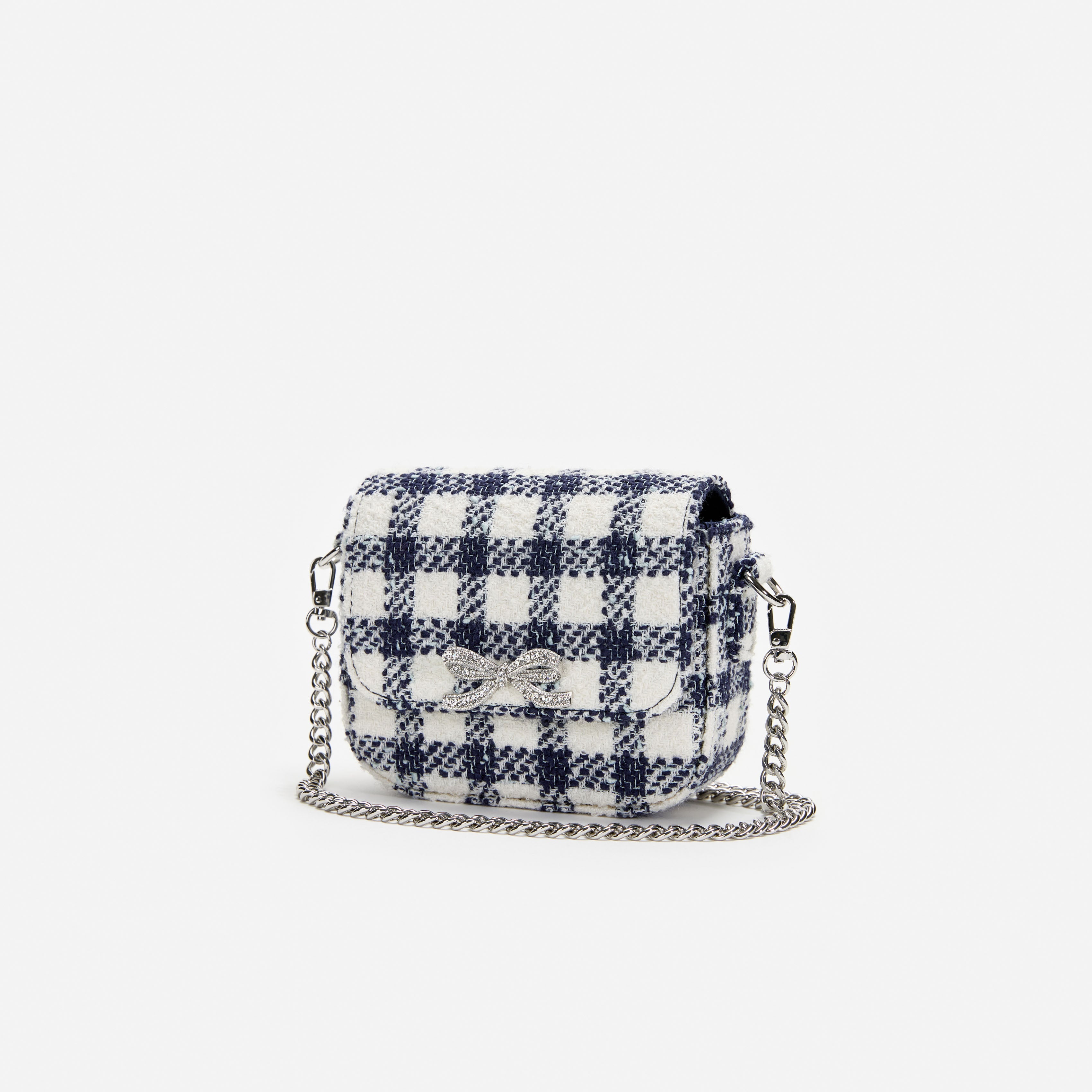 Navy Check Boucle Bag
