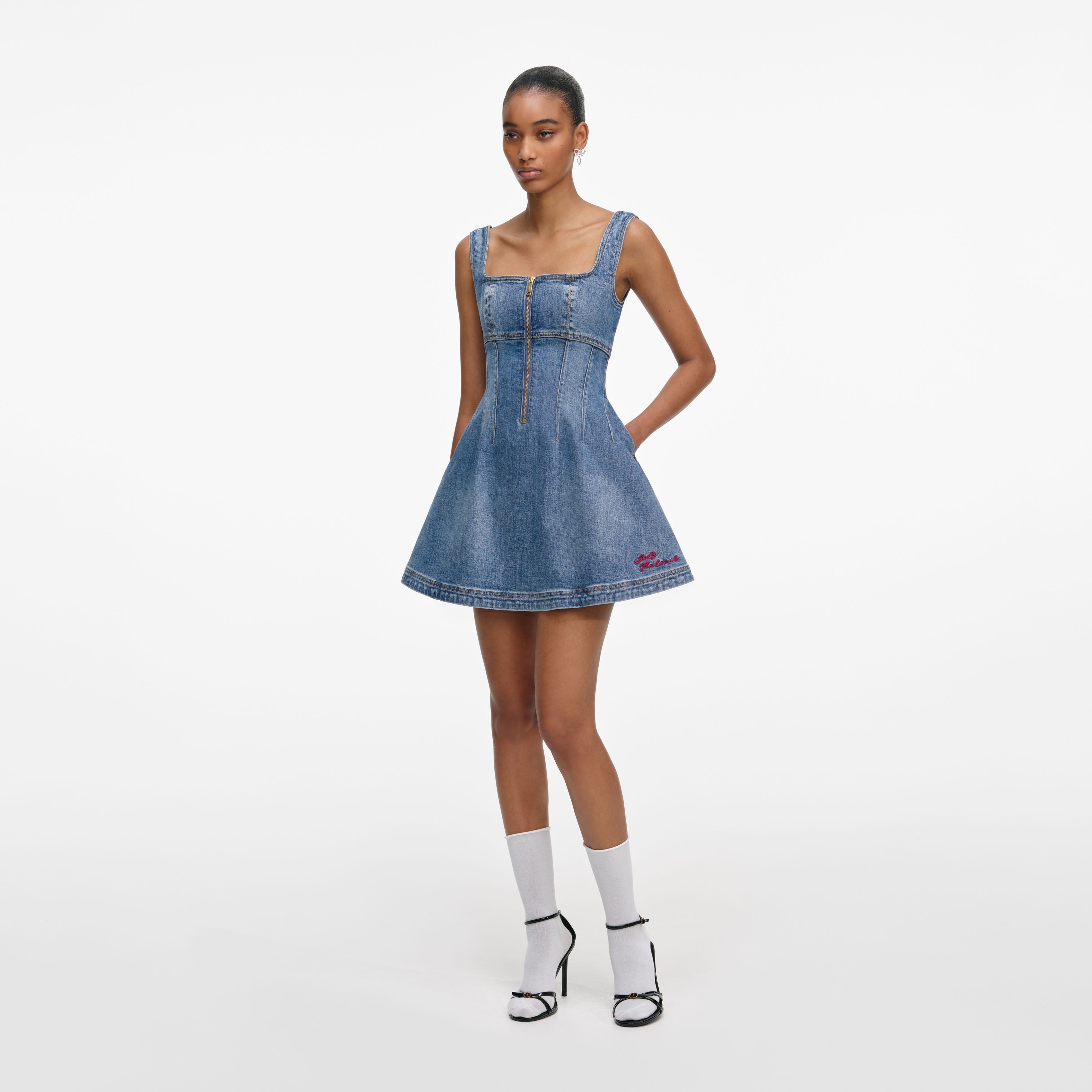 Denim Mini Dress – self-portrait-US