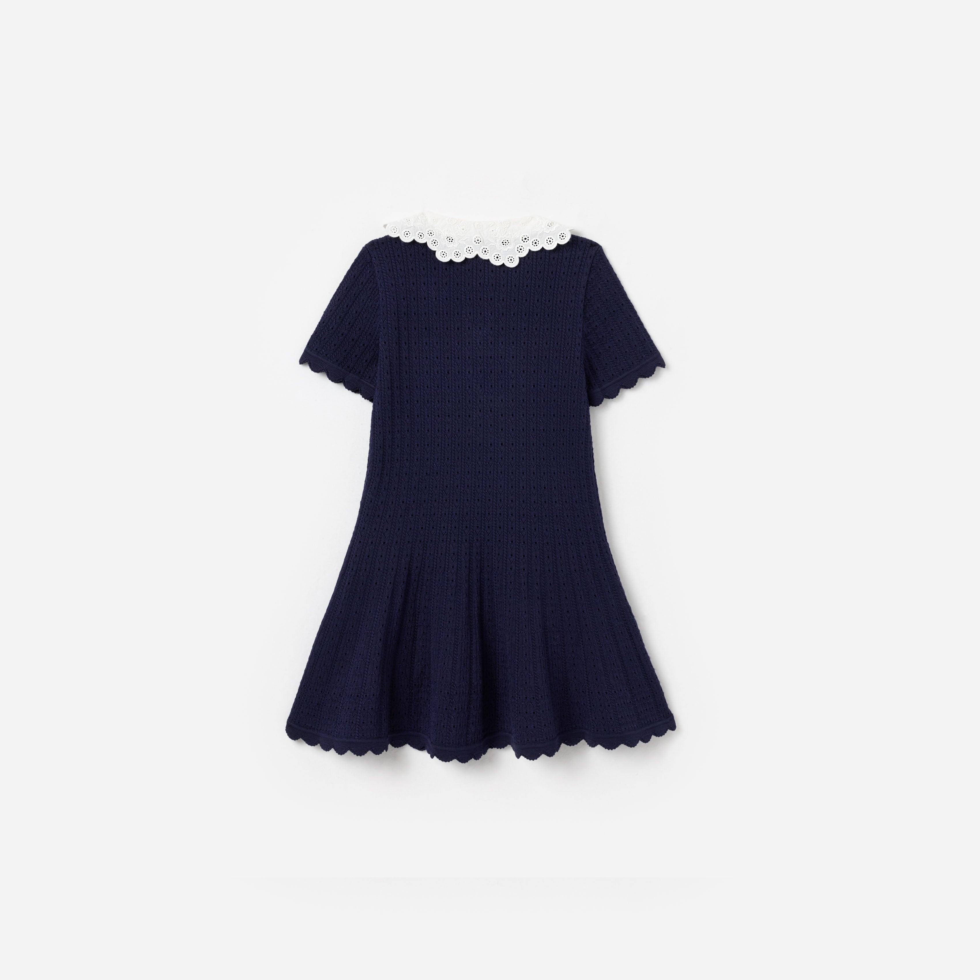 self-portrait - Navy Contrast Collar Knit Dress - Age 7/8 self-portrait - Navy Contrast Collar Knit Dress - Age 7/8
