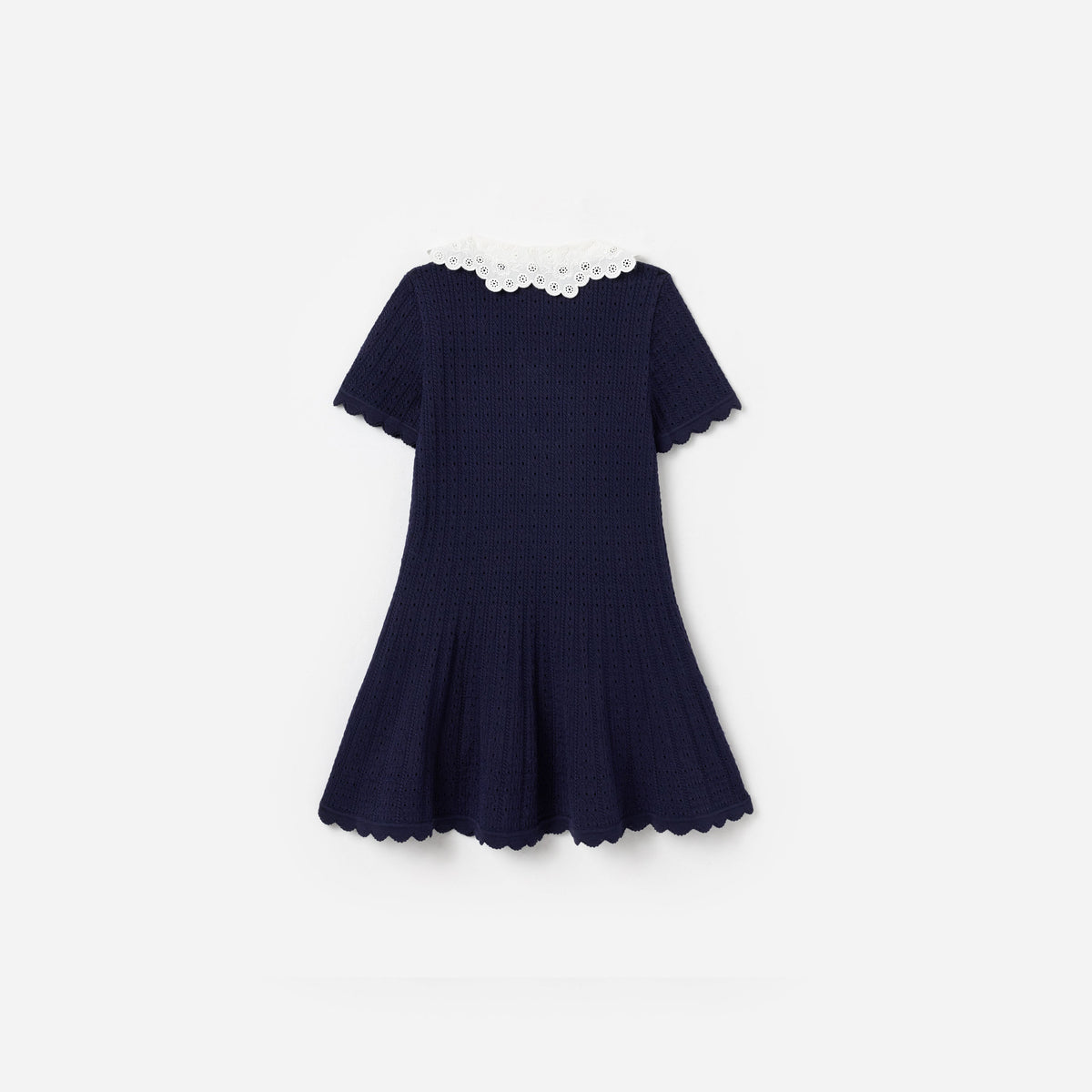 chinese dress ladies Self-Portrait - Navy Contrast Collar Knit Dress