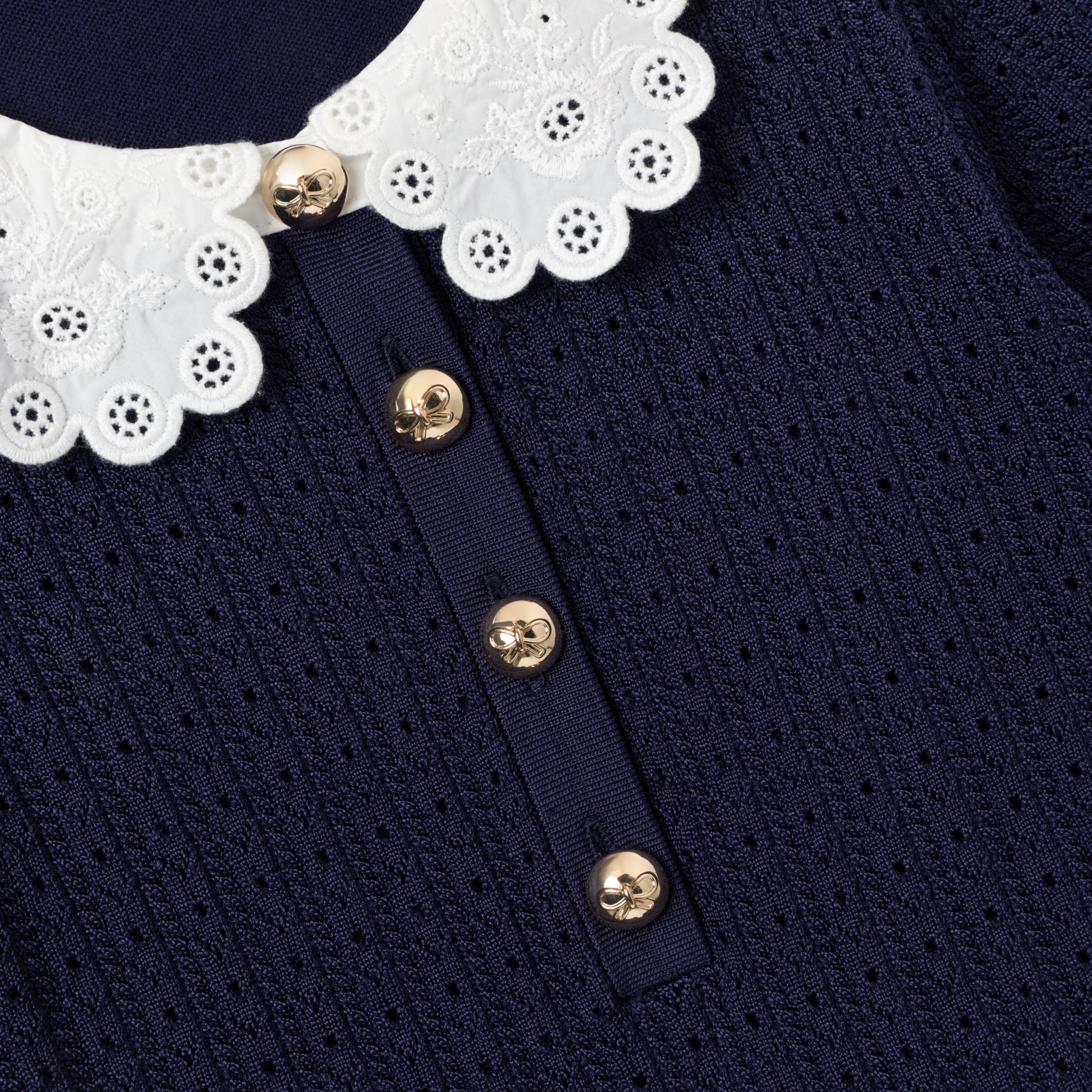 self-portrait - Navy Contrast Collar Knit Dress - Age 7/8 self-portrait - Navy Contrast Collar Knit Dress - Age 7/8