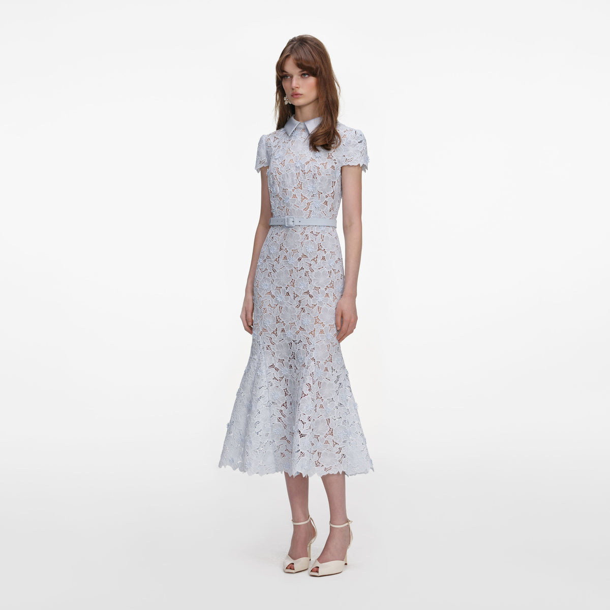 Self-Portrait - Blue Guipure Lace Midi Dress