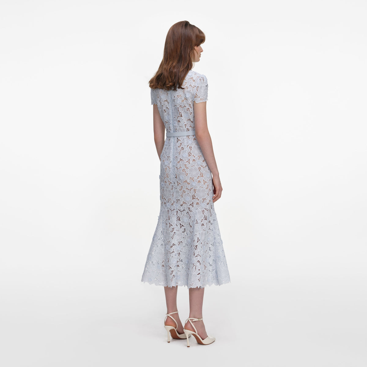 self portrait blue fine lace midi dress Blue Guipure Lace Midi Dress – self-portrait-US