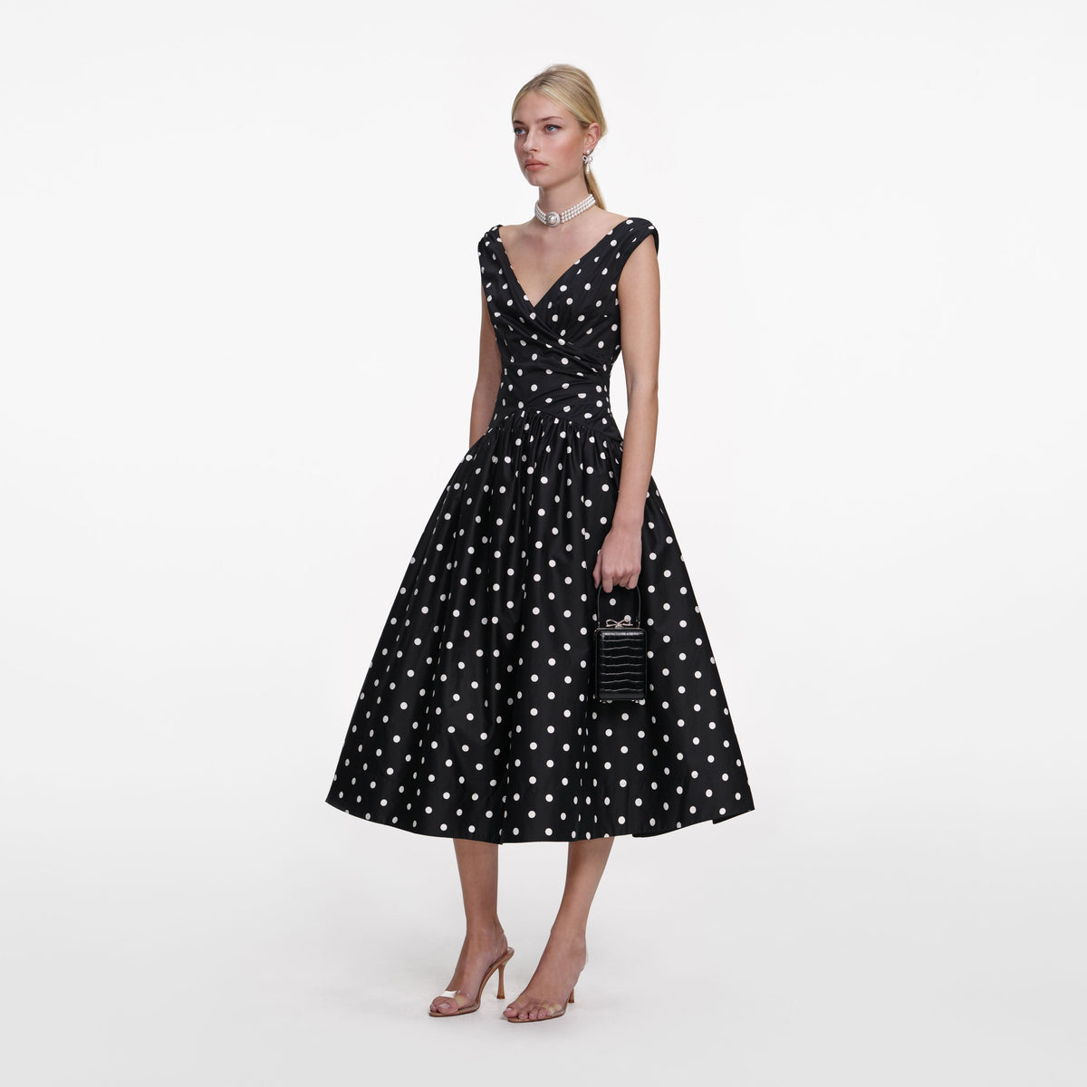 squarin to go midi dress self-portrait - Black Cotton Midi Dress