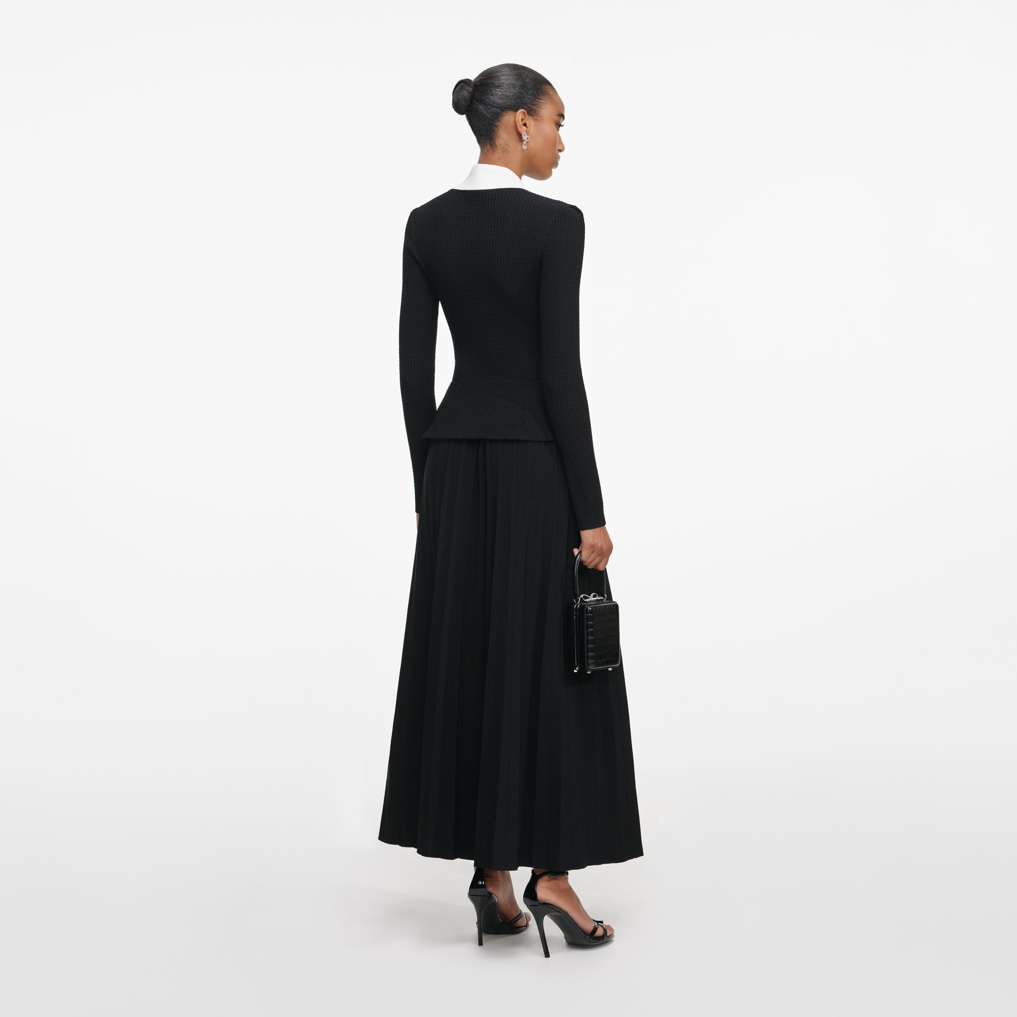 Black Tailored Knit Midi Dress – self-portrait-US Black Tailored Knit Midi Dress – self-portrait-US