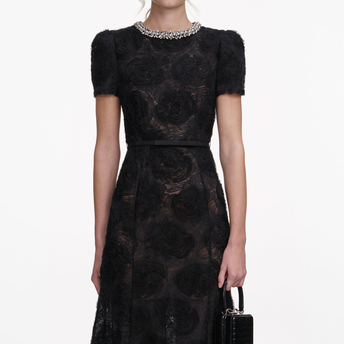 self portrait black lace mini dress self-portrait - Tulle Midi Old West Men's Cowboy Color:CAMEL halter dress Lace fabric Dry clean