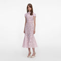 Pink Guipure Lace Midi Dress