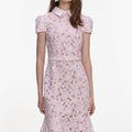 Pink Guipure Lace Midi Dress