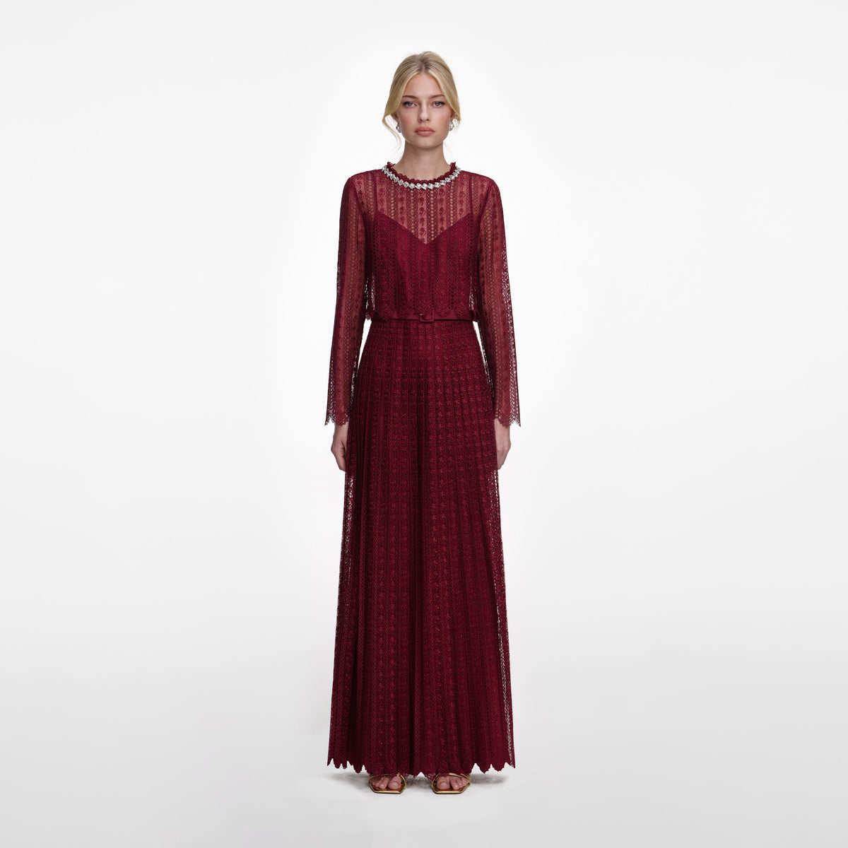 slim fit dress slacks Black Floral Lace Ruffle Crochet Maxi Dress