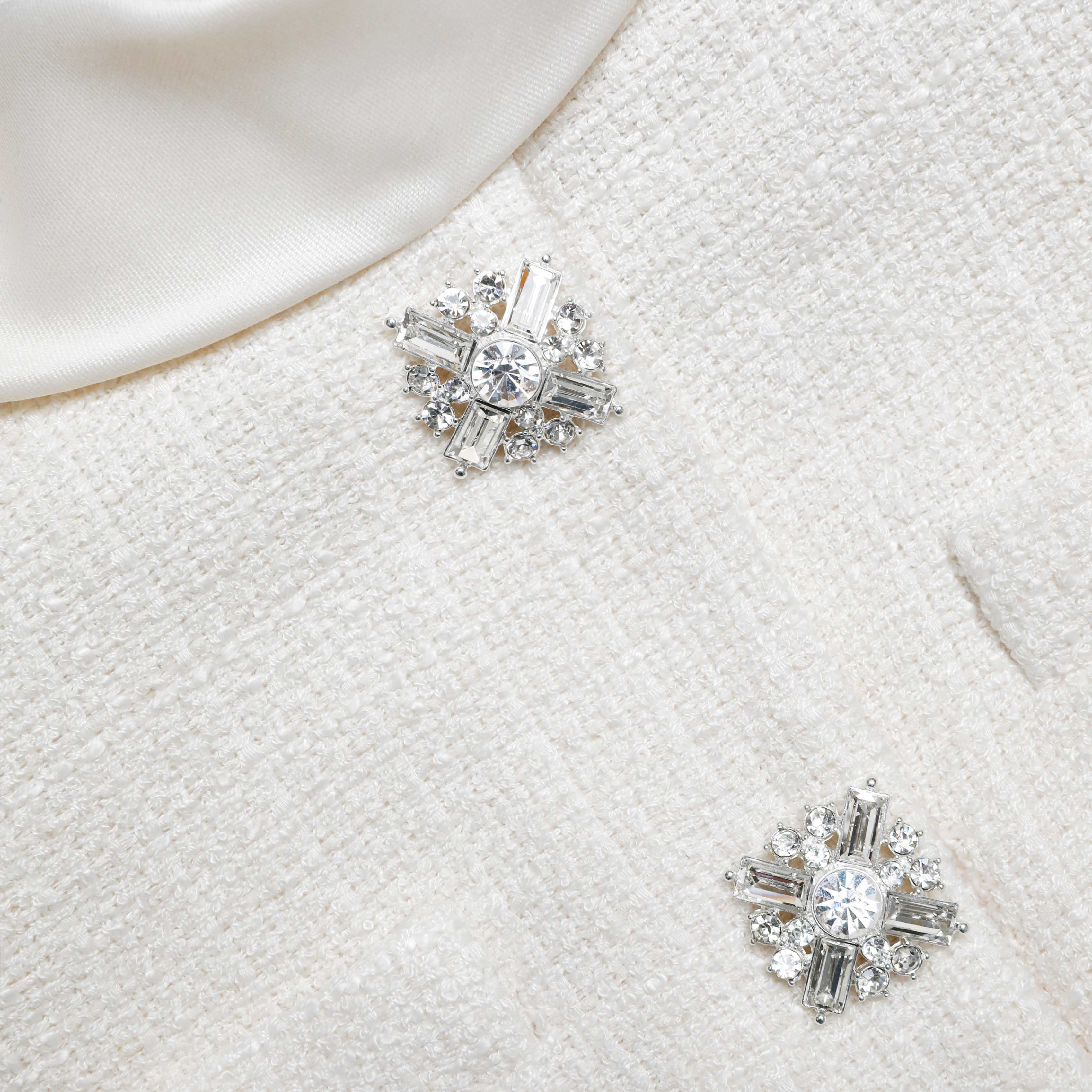 Cream Boucle Collared Midi Dress