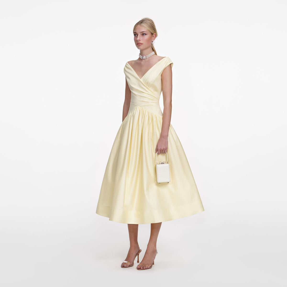 Self-Portrait - Yellow Cotton Midi Dress