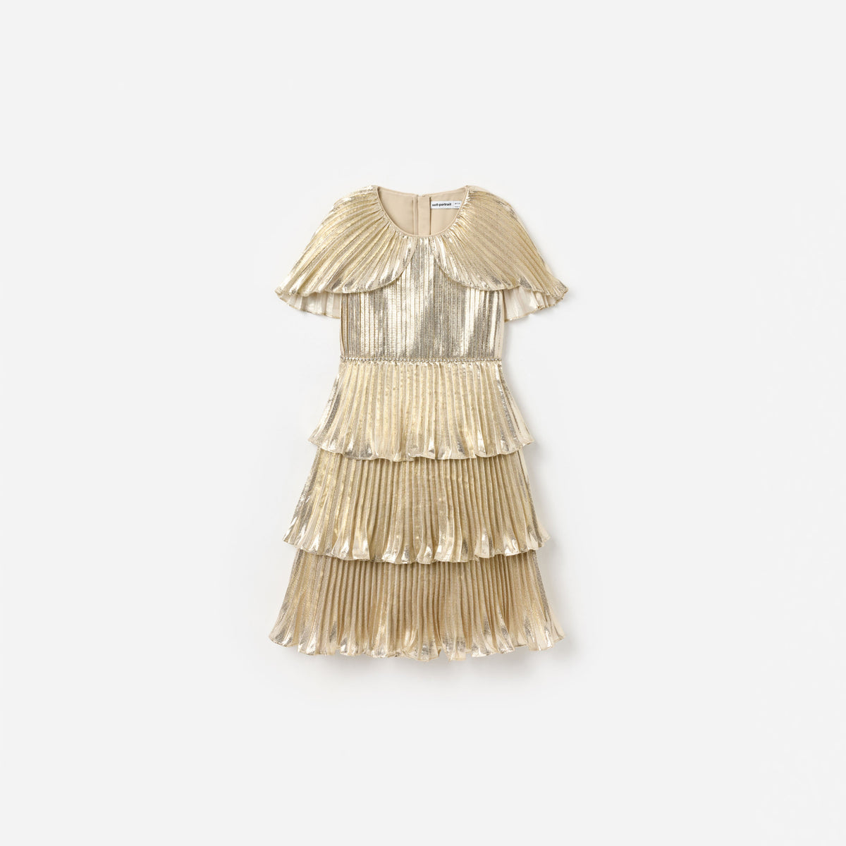 Self-Portrait - Gold Metallic Tiered Dress