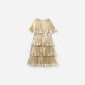 Gold Metallic Tiered Dress