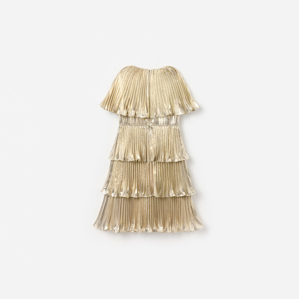 self-portrait - Gold Metallic Tiered Dress