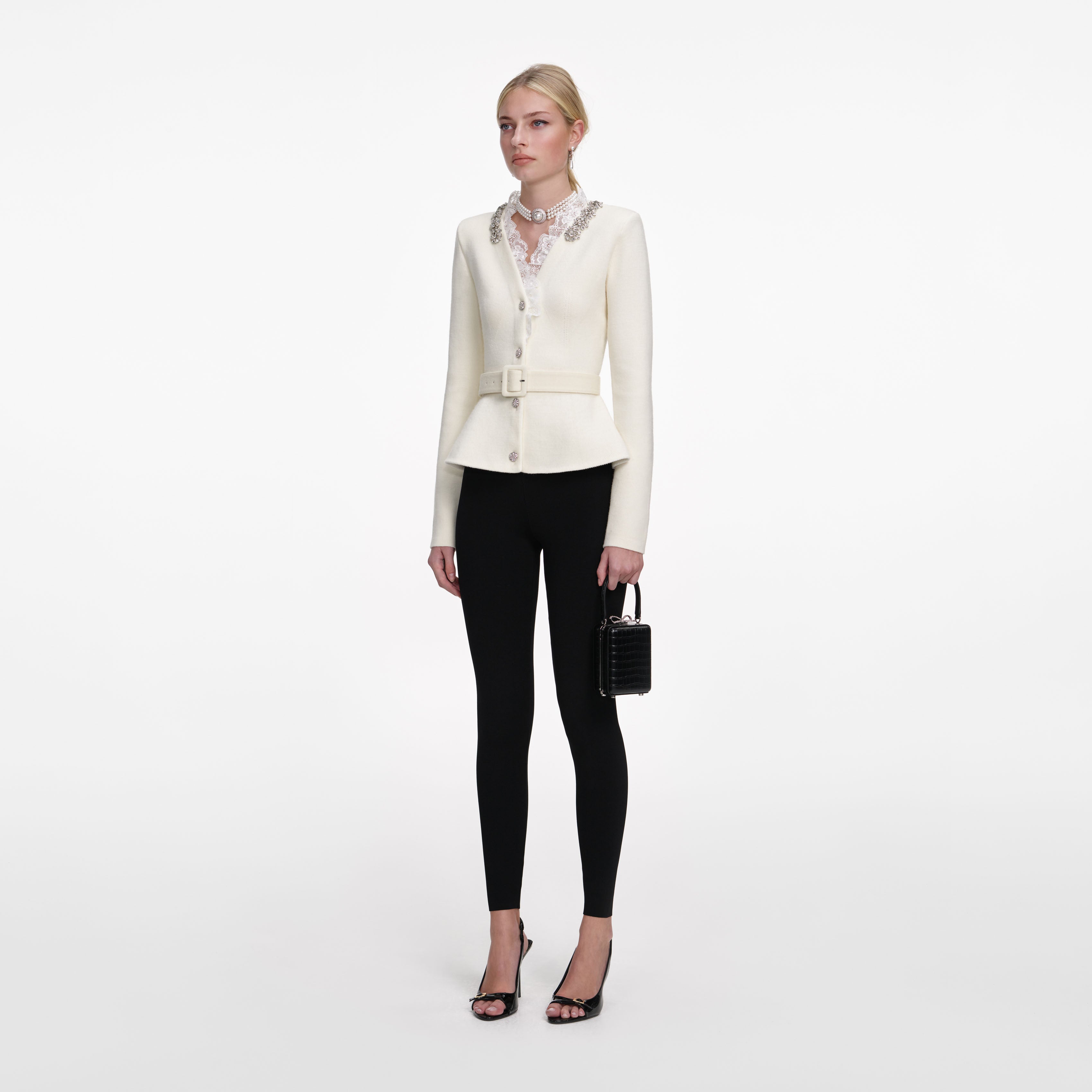 Blue Crystal Trim Cardigan – self-portrait-US