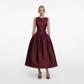 Burgundy Taffeta Midi Dress