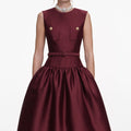 Burgundy Taffeta Midi Dress
