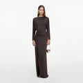 Brown Jersey Open Back Maxi Dress