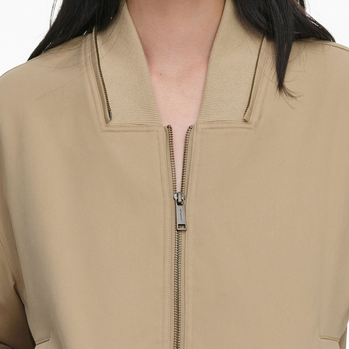 Beige Faux Fur Bomber Jacket