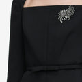 Black Tailored Brooch Top