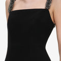 Black Crepe Beaded Trim Mini Dress