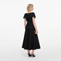 Black Tinsel Boucle Brooch Midi Dress
