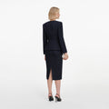 Navy Boucle Midi Dress