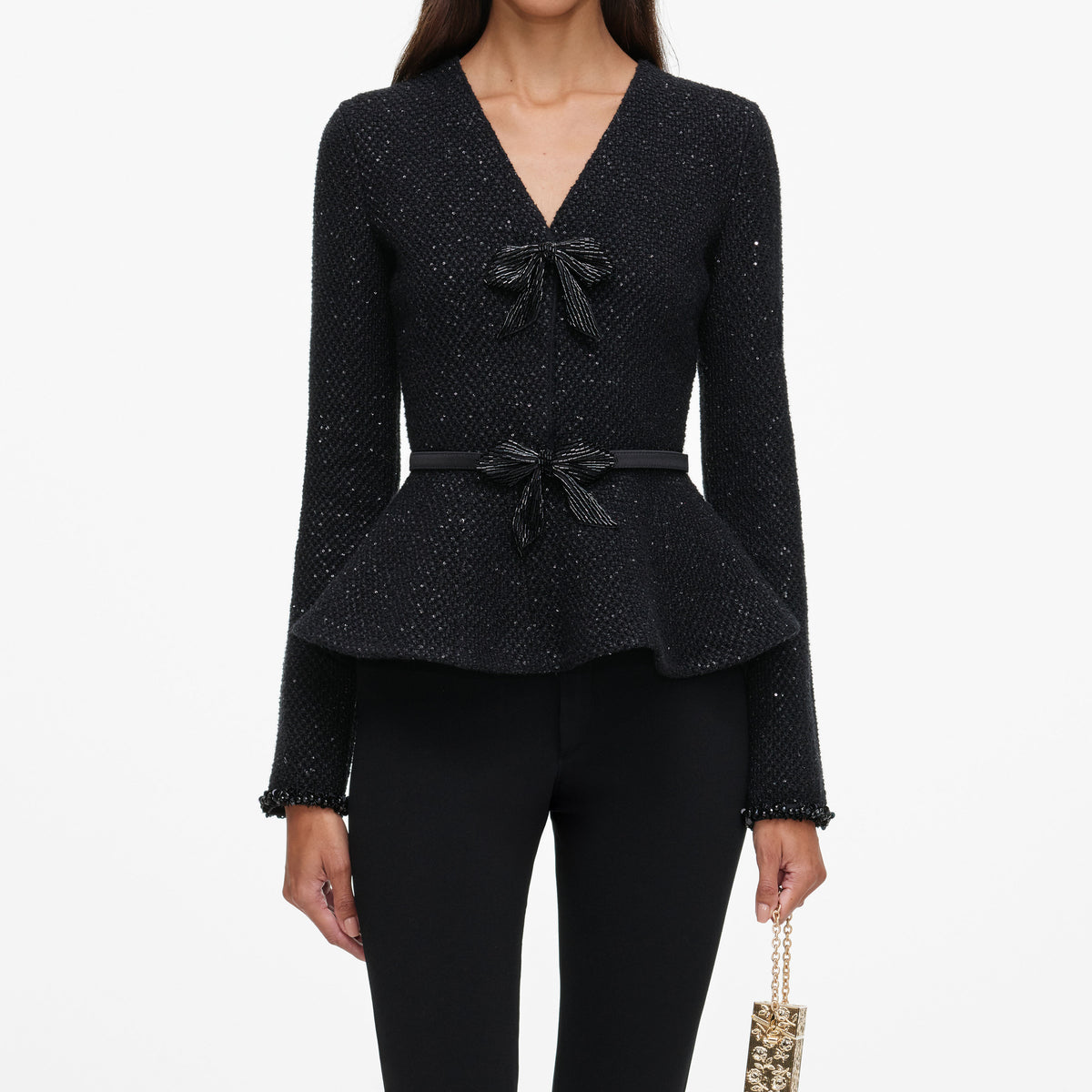 Black Sequin Knit Top