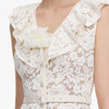 Cream Lace Flower Midi Dress
