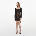 Black Sequin Lace Mini Dress