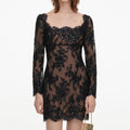 Black Sequin Lace Mini Dress