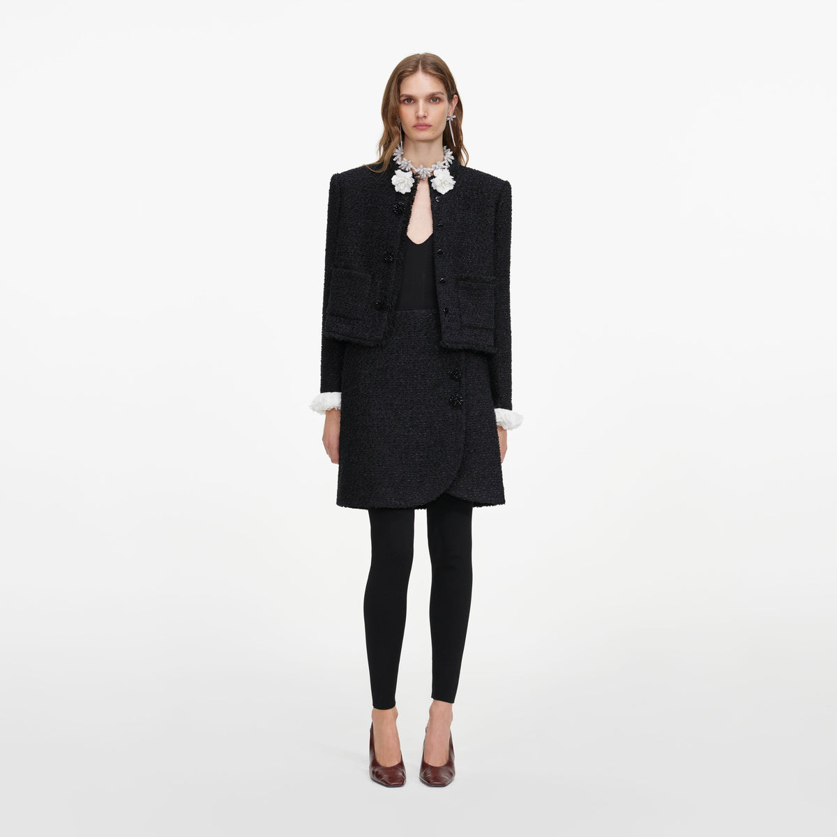 Black Boucle Flower Jacket