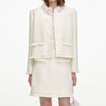 Cream Sequin Boucle Mini Skirt