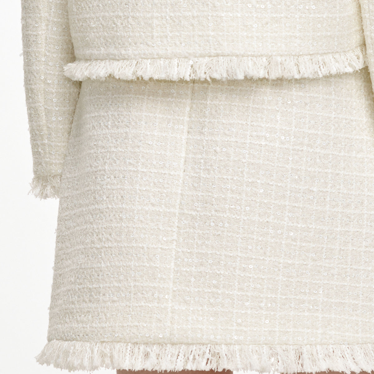 Cream Sequin Boucle Mini Skirt