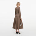 Brown Tailored Twill Midi Dress