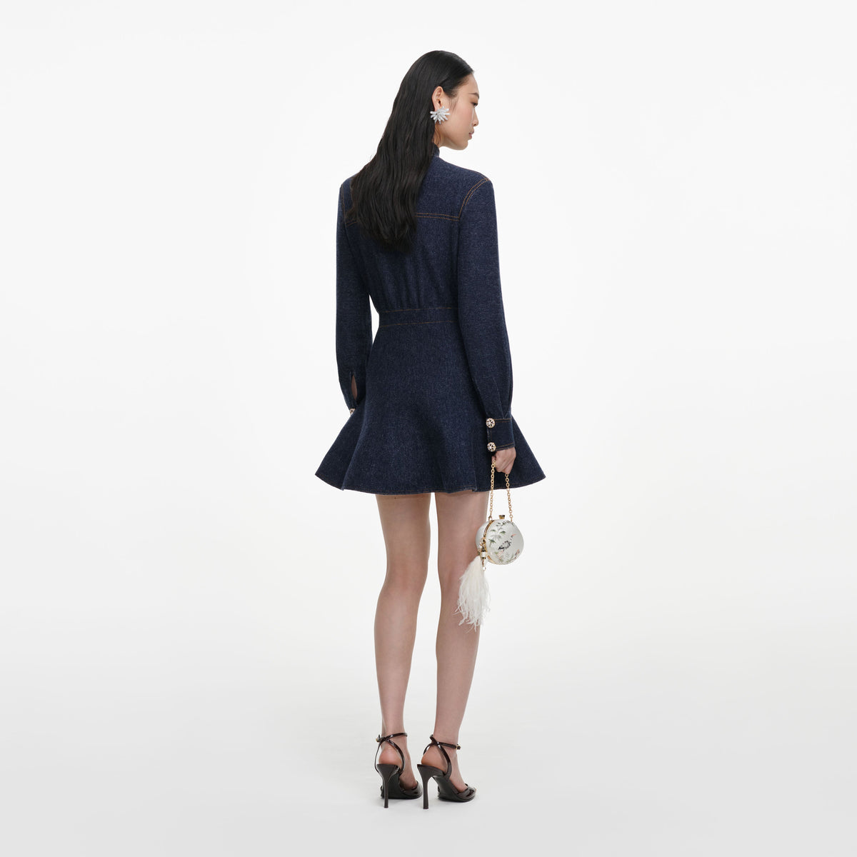 Navy Textured Knit Mini Dress