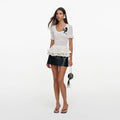 Cream Pointelle Peplum Knit Top