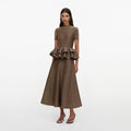 Bronze Peplum Knit Midi Dress