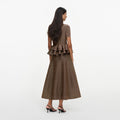 Bronze Peplum Knit Midi Dress