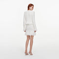 White Fringe Knit Mini Skirt