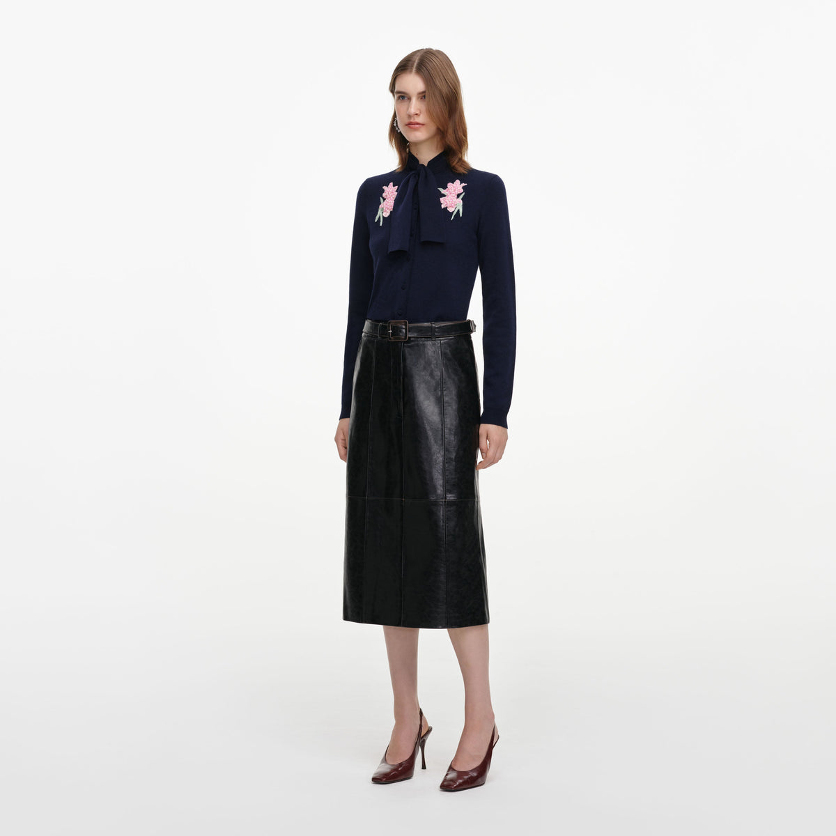 Navy Sequin Embellished Knit Cardigan