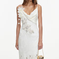 Cream Embellished Floral Maxi Dress