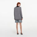 Black And White Textured Knit Cardigan