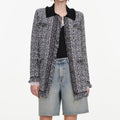 Black And White Textured Knit Cardigan