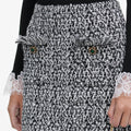 Black And White Textured Knit Mini Skirt